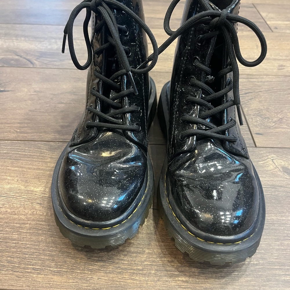 Dr. Martens Black Glitter Combat Boots - Picture 8 of 8